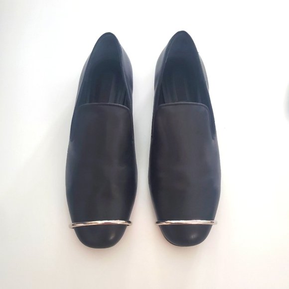 $595 Alexander Wang Leather Metal Ring Loafer Slip on Flats - Picture 2 of 6
